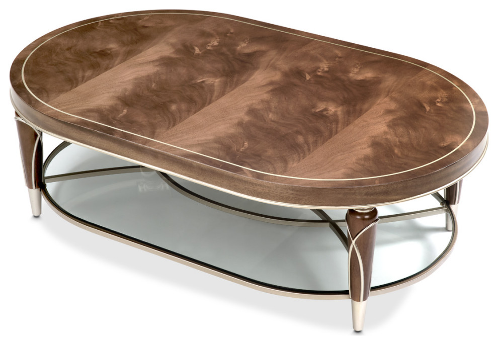 Villa Cherie Oval Cocktail Table   Hazelnut   Midcentury   Coffee Tables   by Michael Amini  Houzz