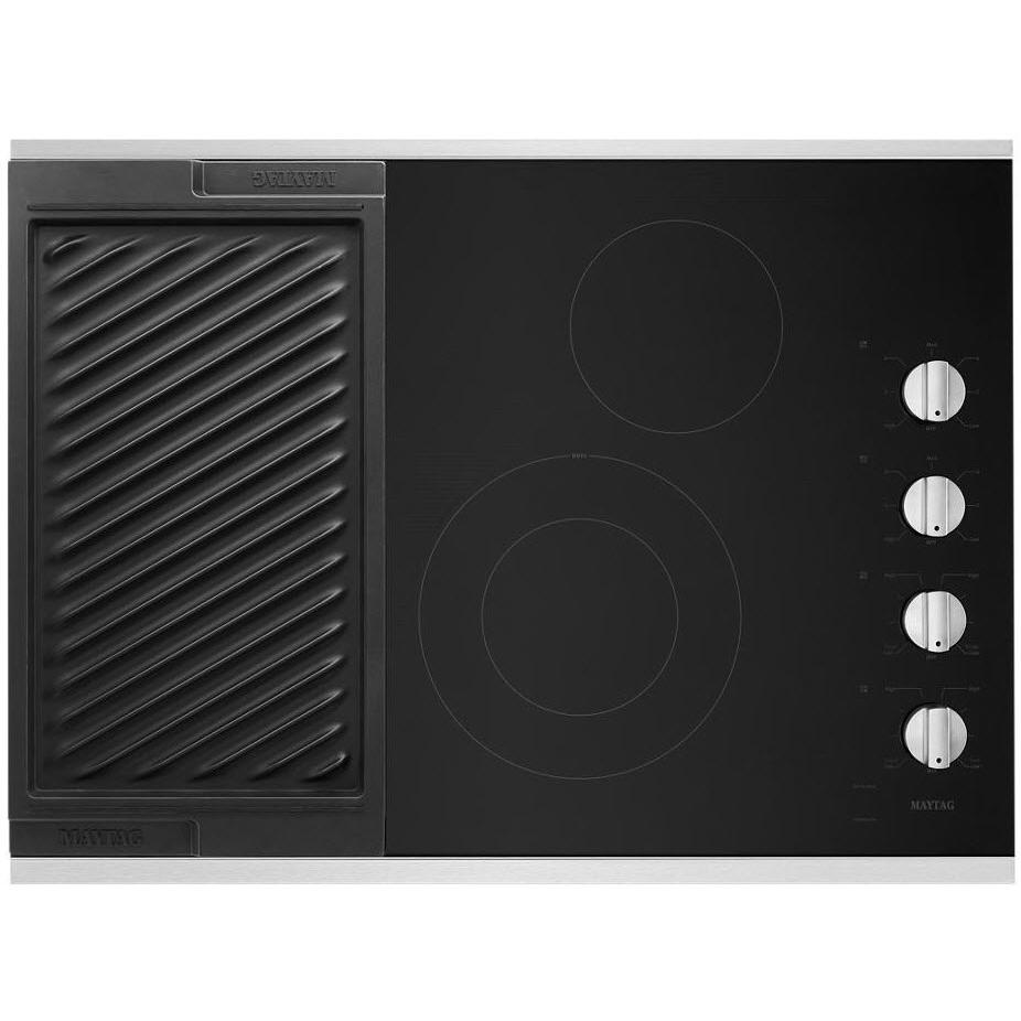 Maytag 30-inch Built-in Electric Cooktop with Reversible Gril and Griddle MEC8830HS