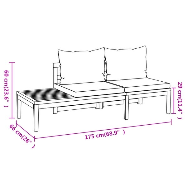 4 Piece Outdoor Patio Lounge Set with Cream White Cushions Acacia Wood