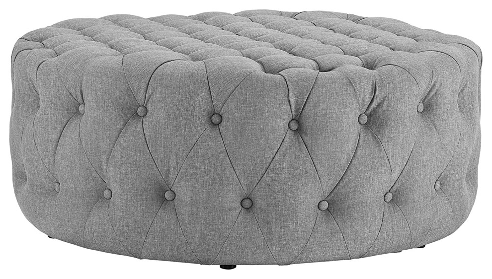 Mid Century Modern Ottoman  Oversized Design With Button Tufting   Traditional   Footstools And Ottomans   by Decorn  Houzz