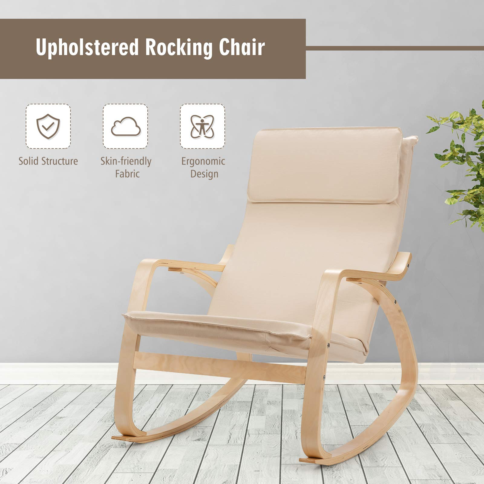 Giantex Stable Wooden Frame Relaxing Modern Leisure Armchair Suitable for Living Room, Bedroom, Balcony, Nursery Room