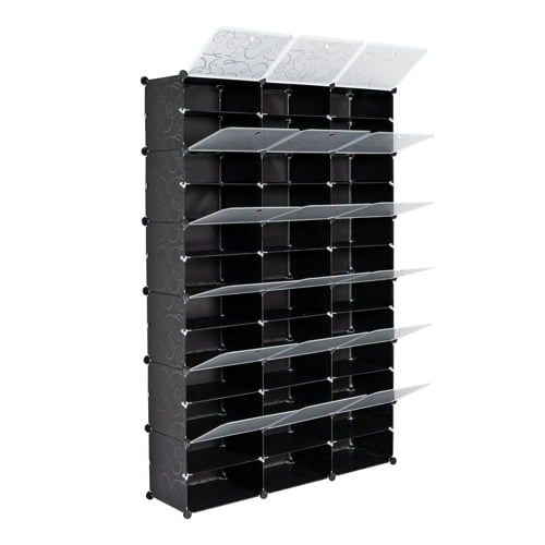 Ktaxon 36 Cubes 72 Pairs Modular Plastic Shoe Storage Cabinet Boxes Expandable 12 Tiers Shoe Rack