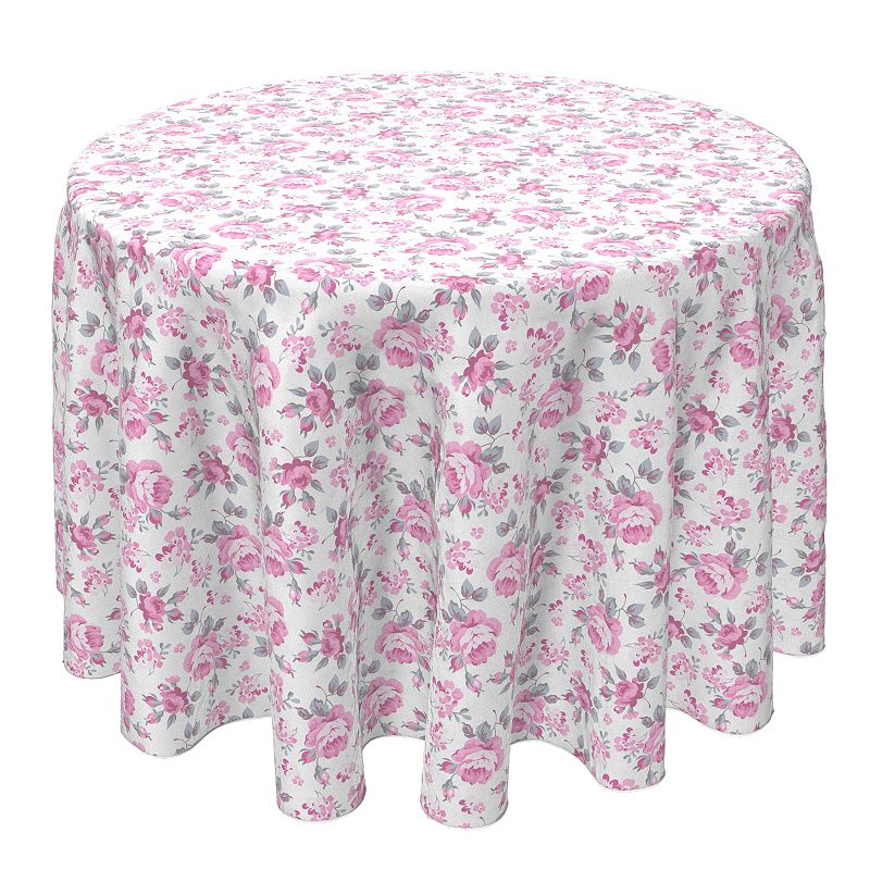 Round Tablecloth， 100% Cotton， 60 Round， Trendy Spring Floral