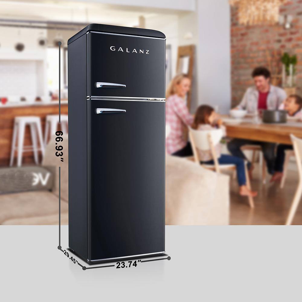 Galanz 12 cu. ft. Top Freezer Retro Refrigerator with Dual Door True Freezer Frost Free in Black GLR12TBKEFR