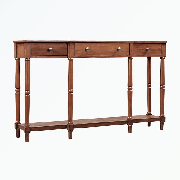 Solid Wood Console Table， with Storage Shelf and Drawer