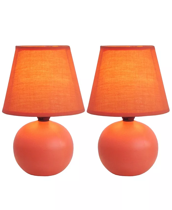 All The Rages Simple Designs Mini Ceramic Globe Table Lamp 2 Pack Set