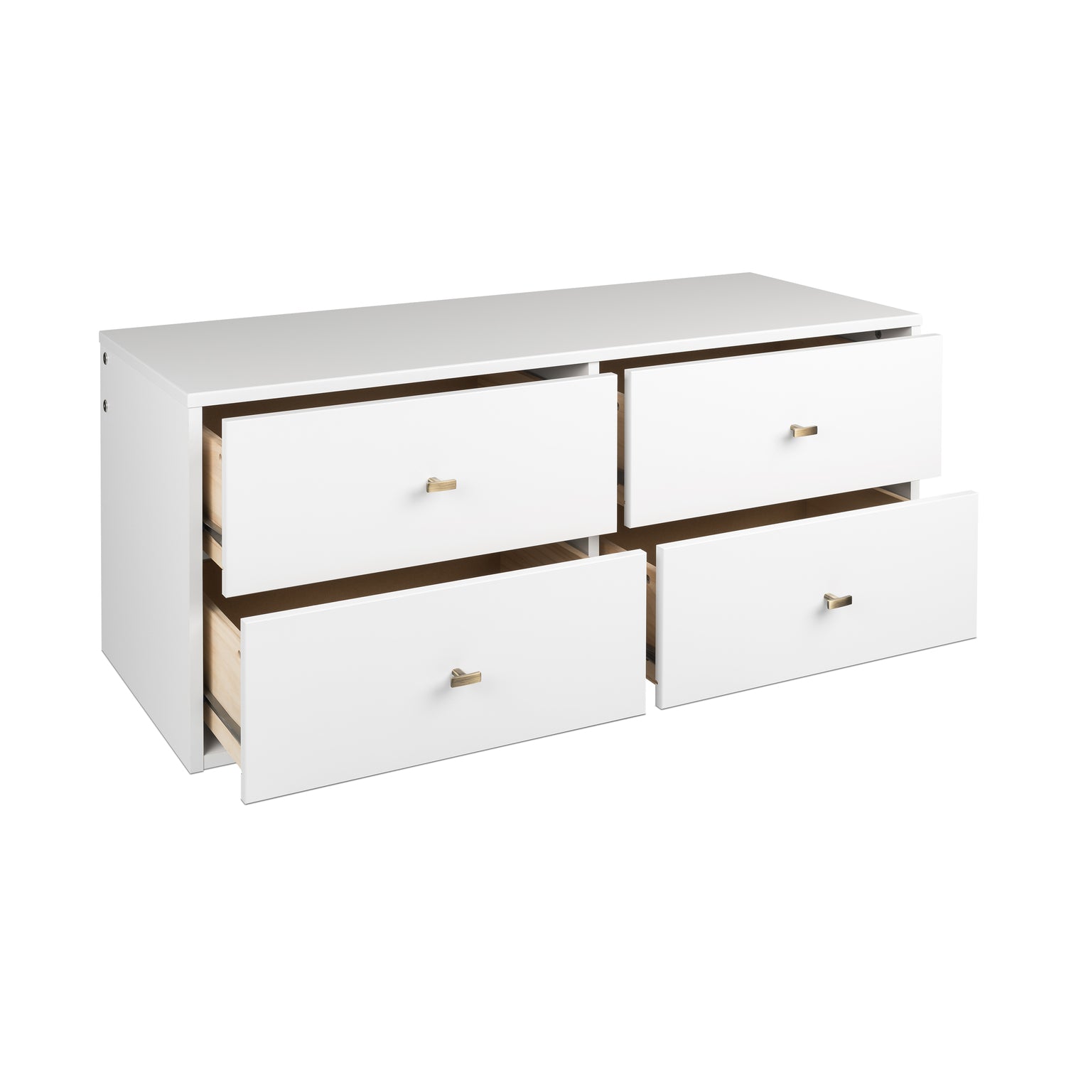 Prepac Floating Bedroom Modern 4-Drawer Double Dresser, White