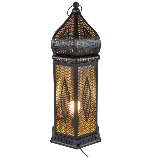 Black And Gold Moroccan Style Lantern Table Lamp