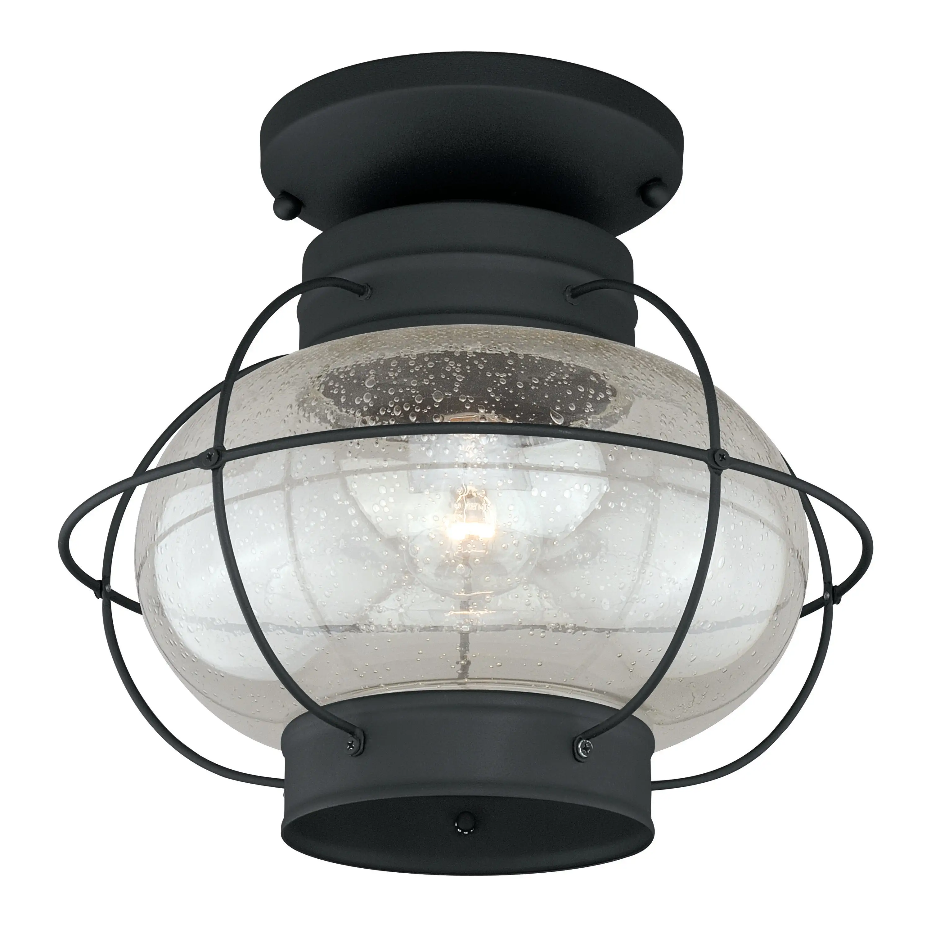 Chatham Coastal Black Semi-Flush Mount Ceiling Light - 13-in W x 12-in H x 13-in D