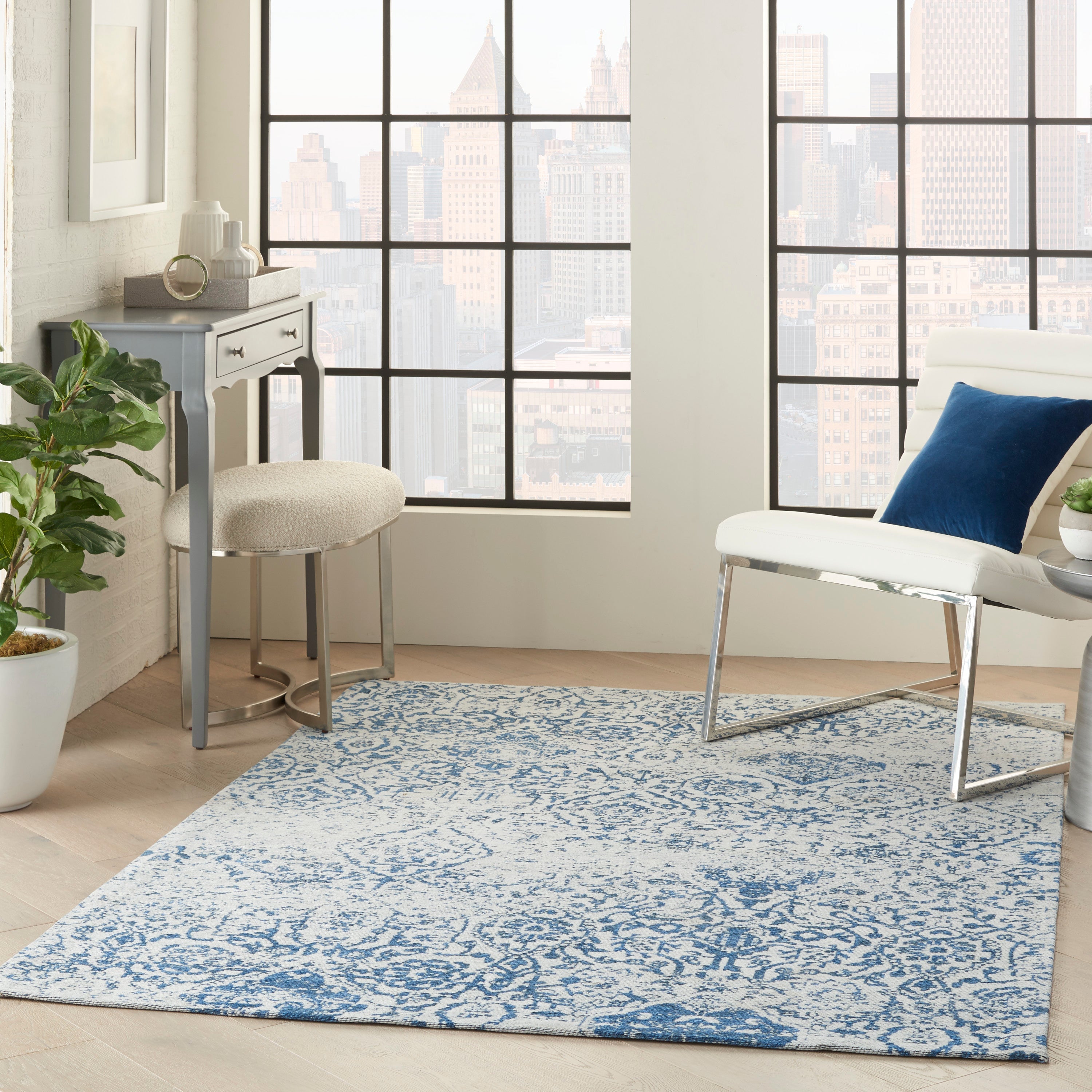 Damask Blue Rug