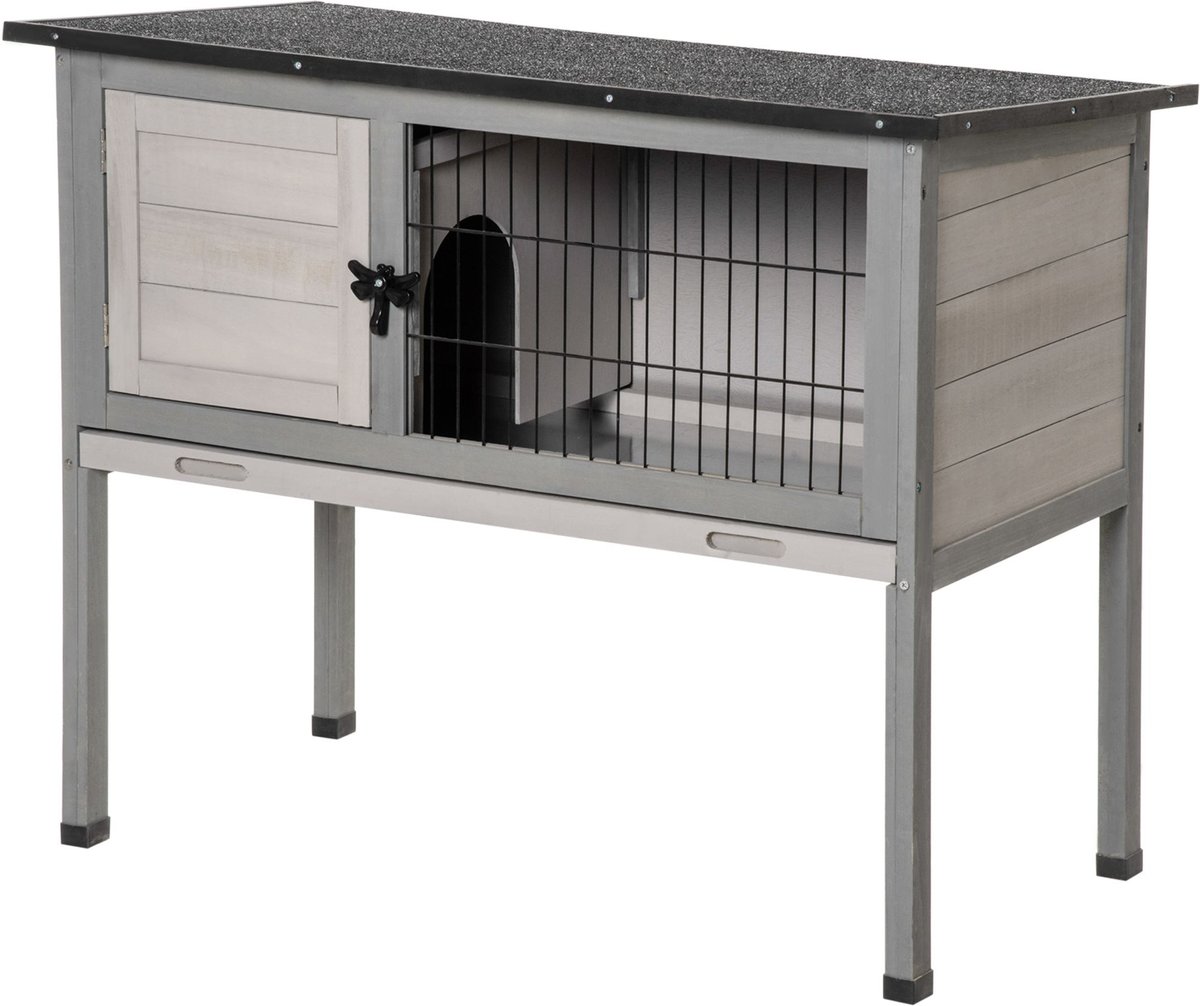 PawHut Hinged Asphalt Roof Elevated Rabbit Hutch