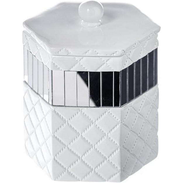 Creative Scents Quilted Mirror White Cotton Jar Holder