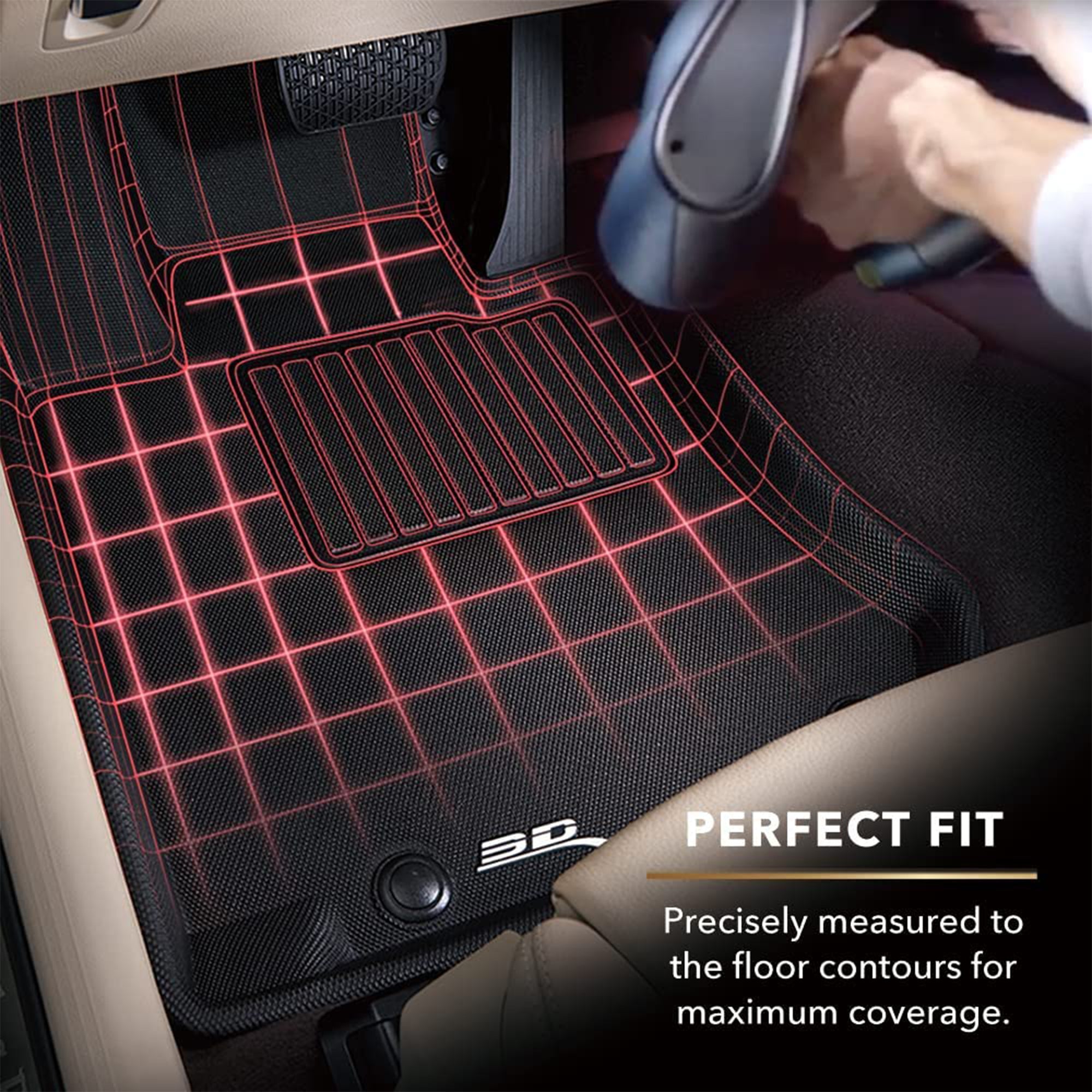 3D MAXpider Kagu Series 1st/2nd Row Floor Mat Set, 20-23 Tesla Model 3, Black