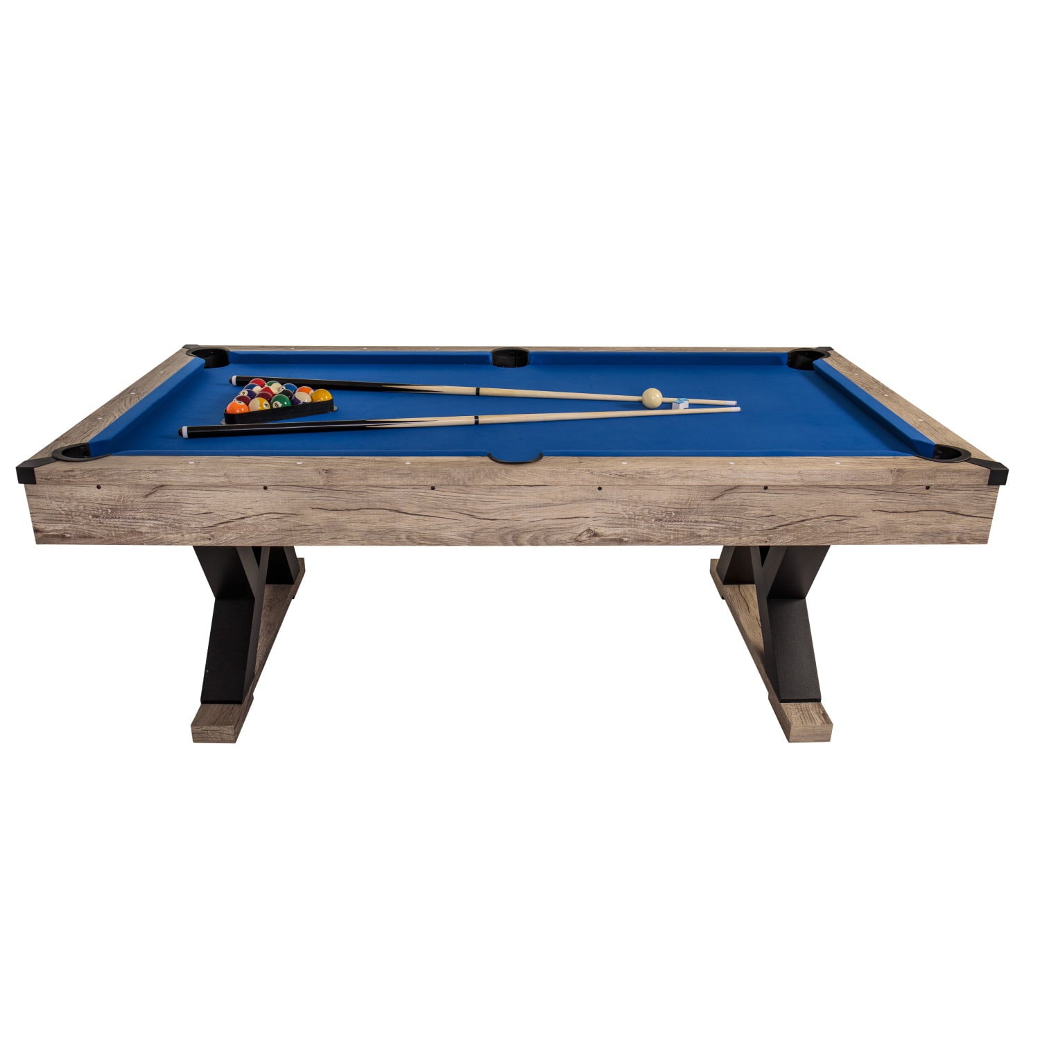 American Legend Kirkwood 84" Billiard Table with Rustic Blond Finish, K-Shaped Legs and Royal Blue Cloth