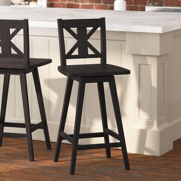 Modern Farmhouse Wooden Swivel Bar Stool