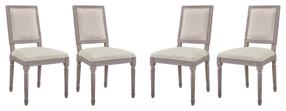 Court Dining Side Chair Upholstered Fabric Set of 4 EEI 3501 BEI   French Country   Dining Chairs   by Morning Design Group  Inc  Houzz