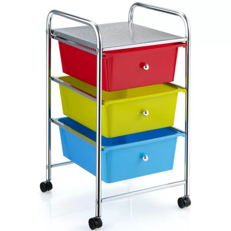 3-Drawer Rolling Storage Cart with Plastic Drawers