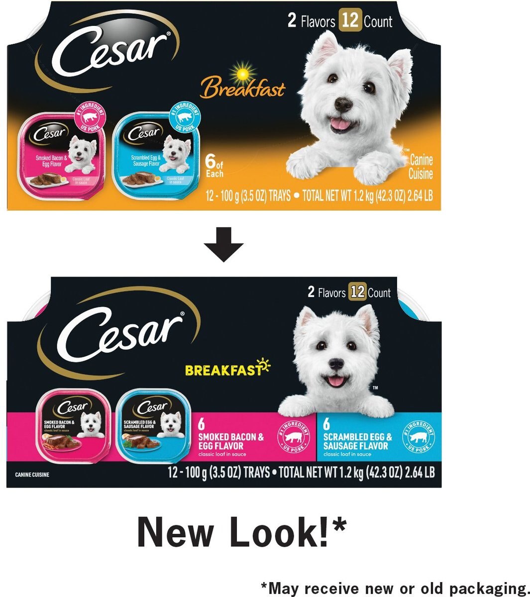 Cesar Breakfast Classic Loaf in Sauce Multipack Wet Dog Food Trays