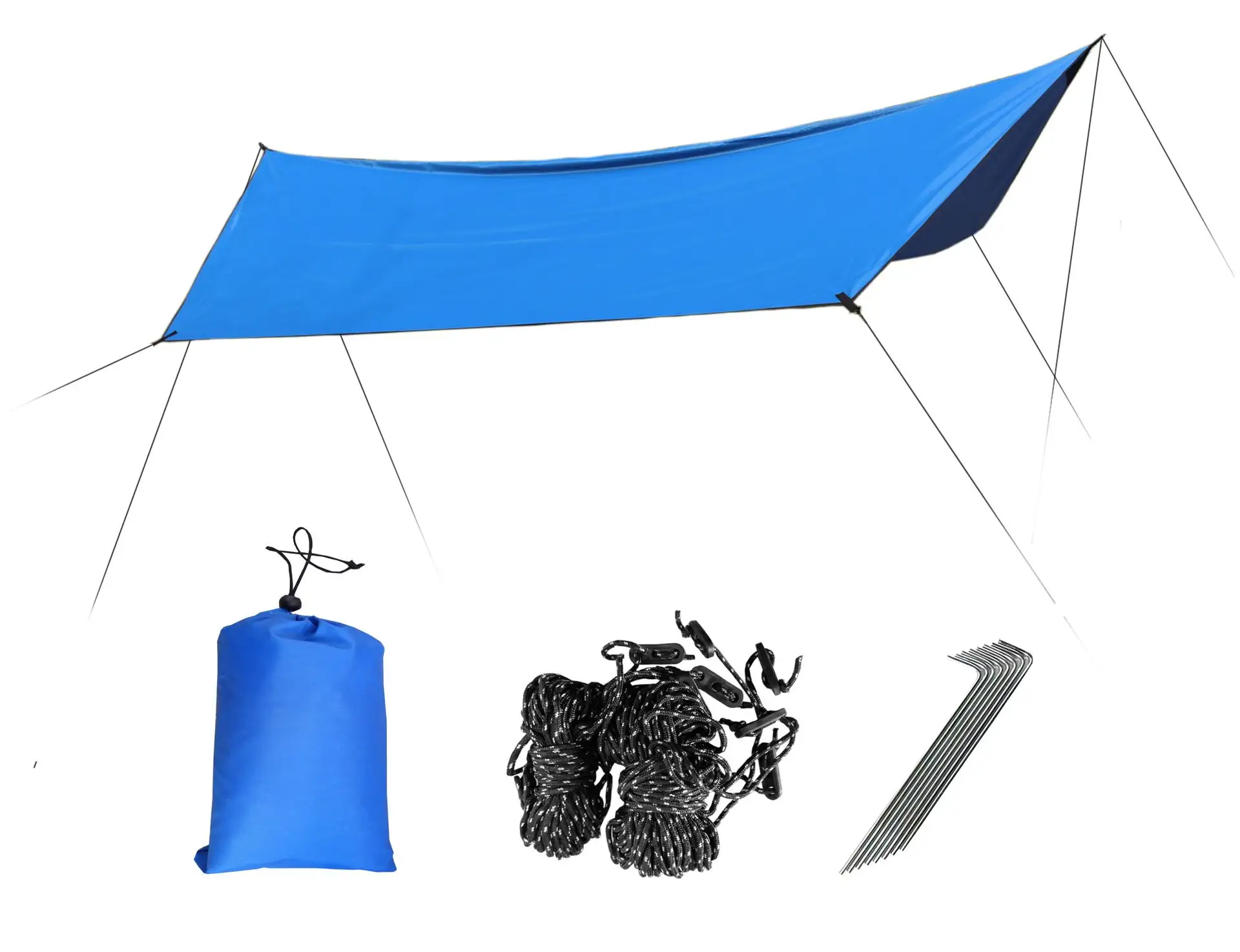 Rain Fly Camping Tarp / Hammock Fly Include 6 Ropes and 4 Stakes Lightweight Waterproof Tent Tarp