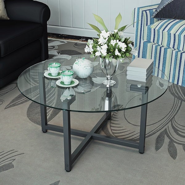 Round Whole Black Coffee Table