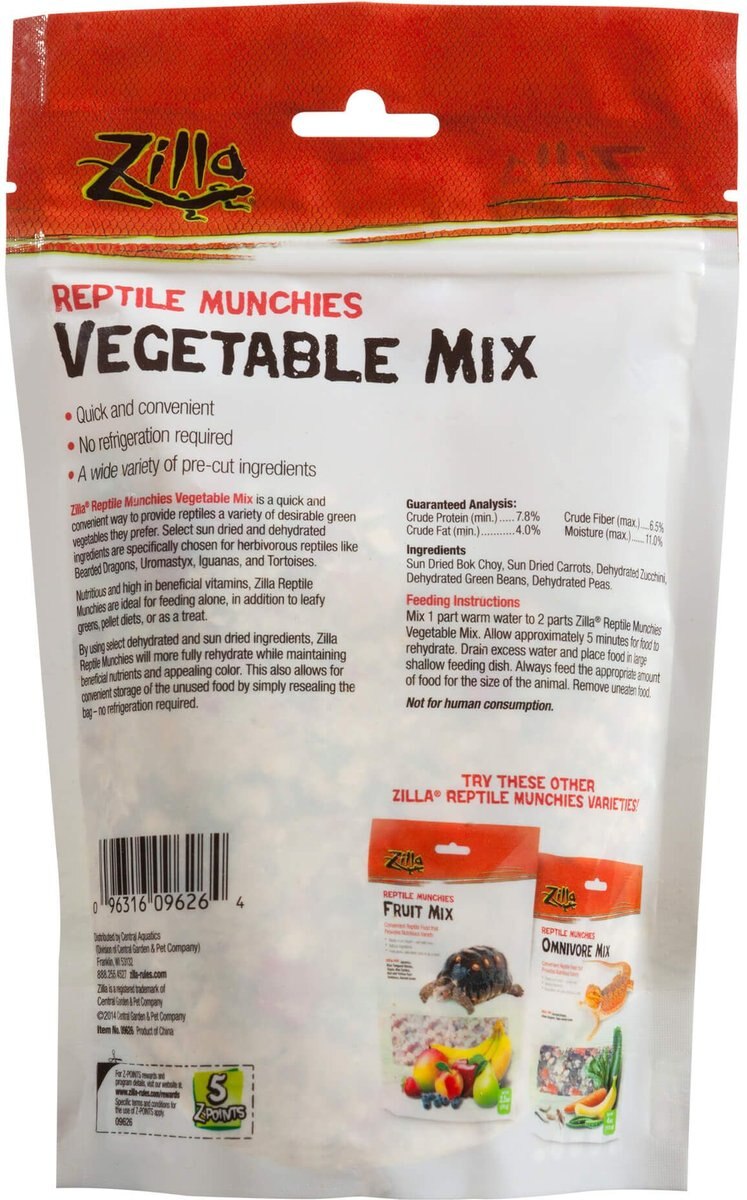 Zilla Reptile Munchies Vegetable Mix Lizard Food