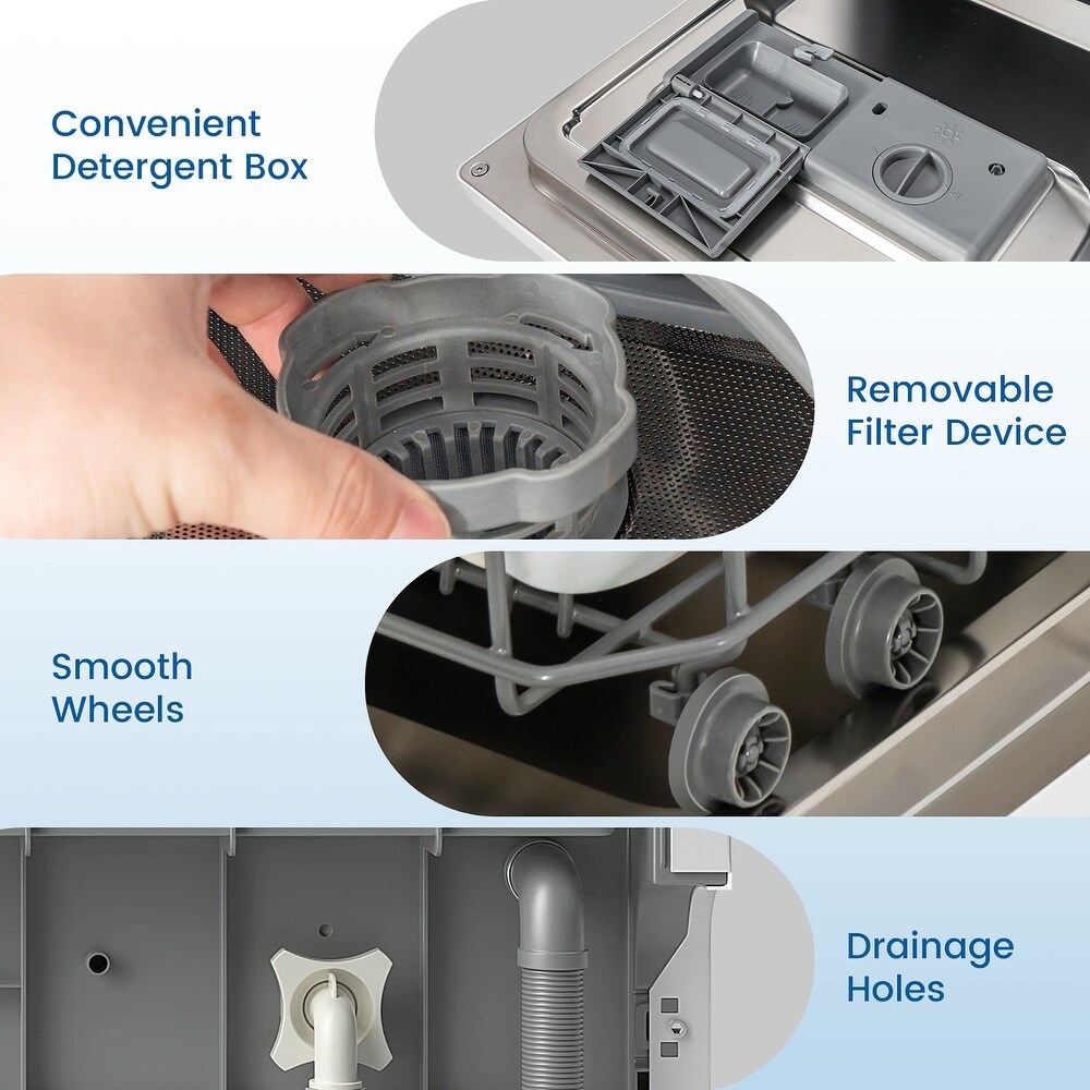 Compact Countertop Dishwasher 6 Place Settings w/ 5 Washing Programs