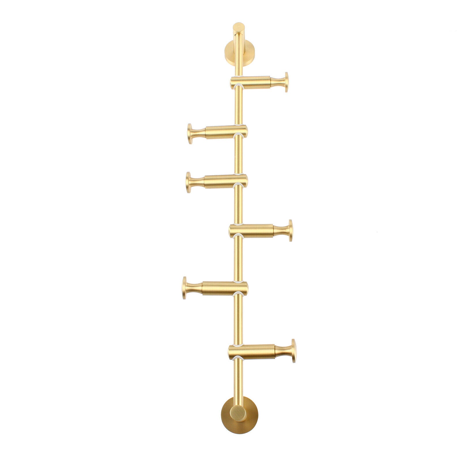 Rotating Vertical Clothing Rack，Gold/Black Wall-Mounted Entryway Coat Rack with 6 Swivel Arms