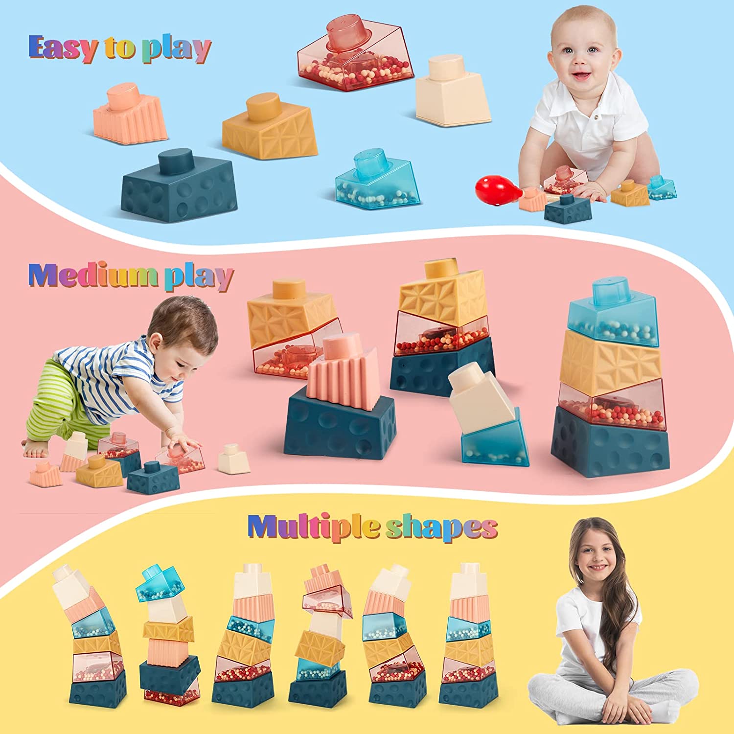 Baby Toys 12-24 Months， Montessori Toys for 1 Year Old， Sorting Stacking Baby Toys 12-24 Months