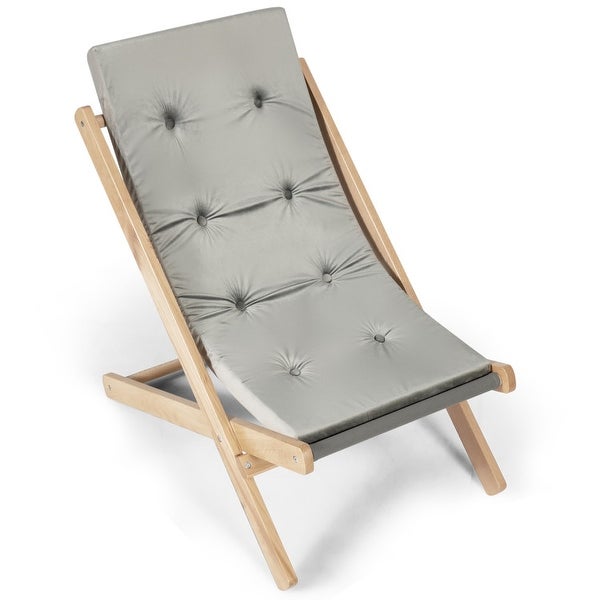 3-Position Adjustable and Foldable Wood Beach Sling Chair