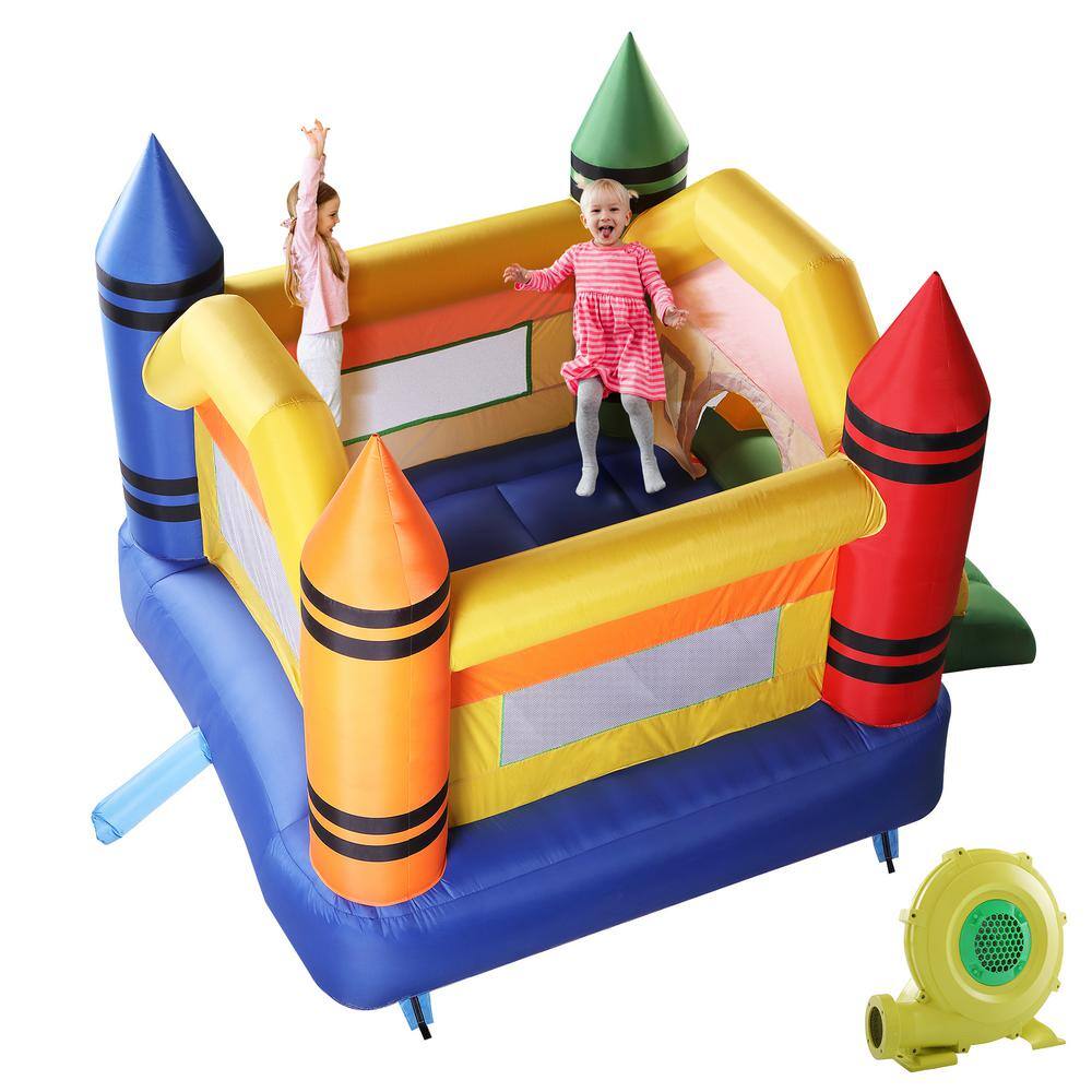 Nyeekoy 12.1 ft. x 9.2 ft. Inflatable Bounce House Kid Jump Castle Bouncer with Slide and Air Blower Fan TH17G0161SE