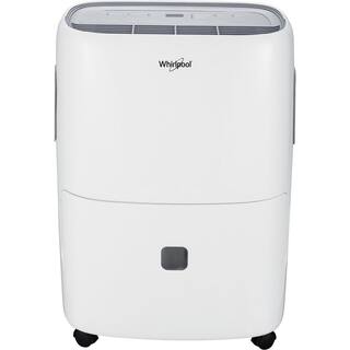 Whirlpool 30-Pint Portable Dehumidifier with 24-Hour Timer Auto Shut-Off Easy-Clean Filter Auto-Restart and Wheels WHAD301CW