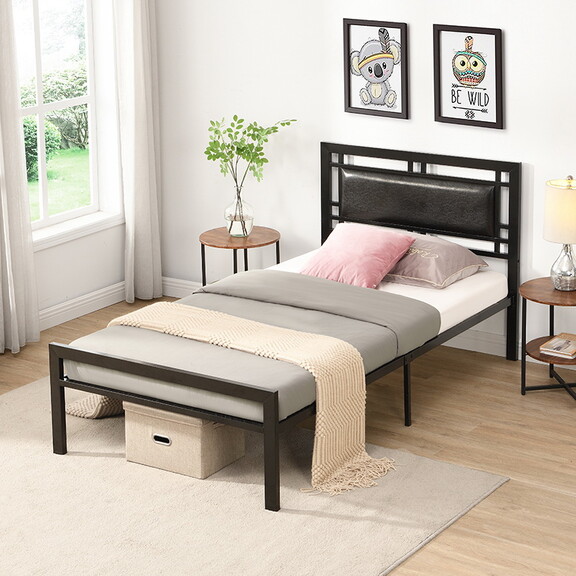 Queen Size Metal Bed Frame with Headboard and Foot...