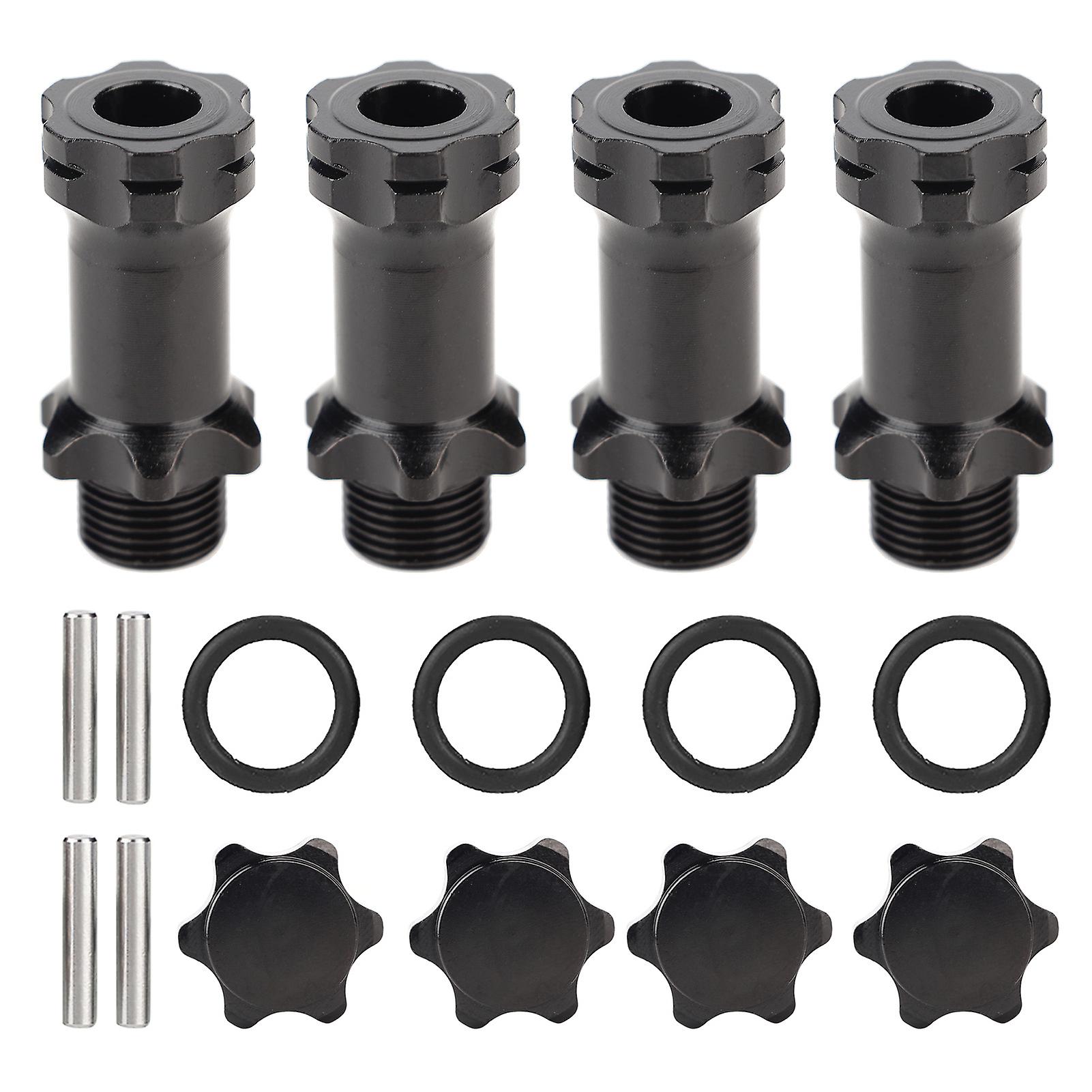 4pcs Aluminium 17mm Hex Hub Extension Adapter For 1:8 Ratio Rc Model Car(black)