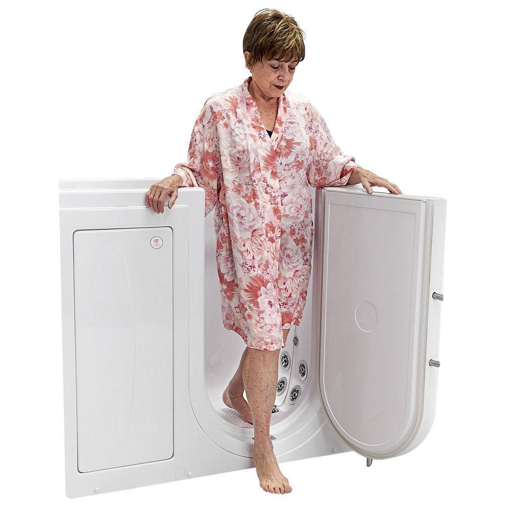 Ella Mobile 45 in. x 26 in. Walk-In Whirlpool  Air Bath Bathtub in White Outward DoorDigitalHeated SeatFast Fill  Drain OA2645DH-HB-R-D