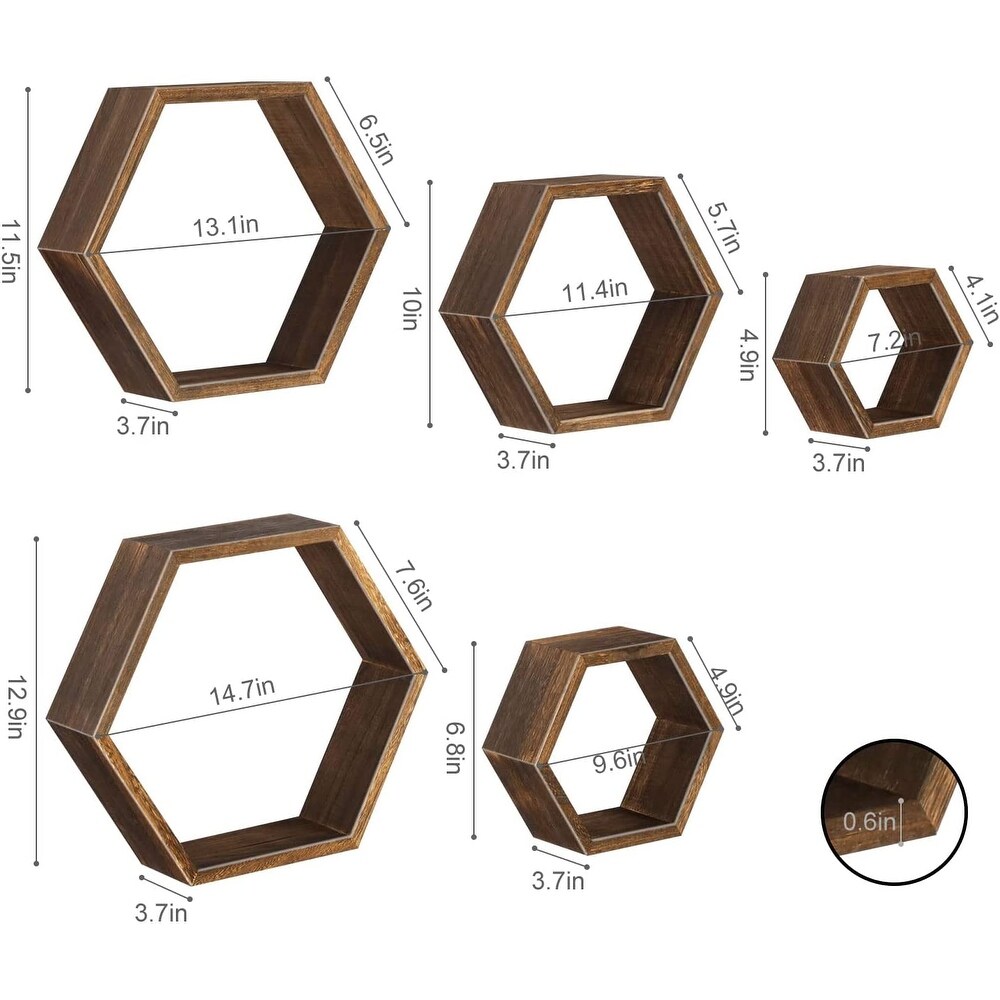 Wall Mounted Hexagon Floating Shelves