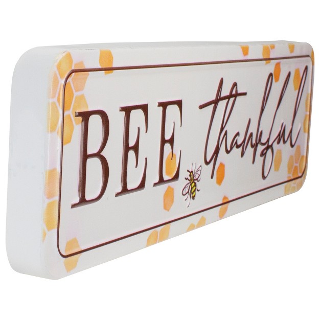 White And Brown quot bee Thankful quot Metal Sign With Honeycombs Wall Decor