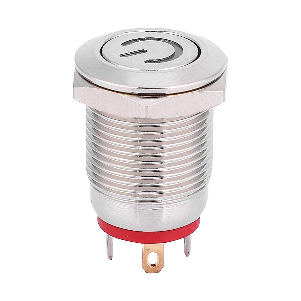 Lock Free 12mm Metal Button Switch Ring And Power Shaped Led Self Reset Red Switch(24v)