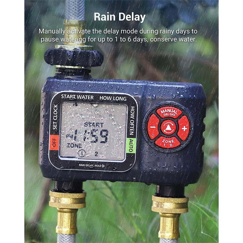 Cubilan Sprinkler Timer 2 Zone Water Hose Timer with Rain DelayManual WateringAutomatic Irrigation Timer B08TC41Z9M