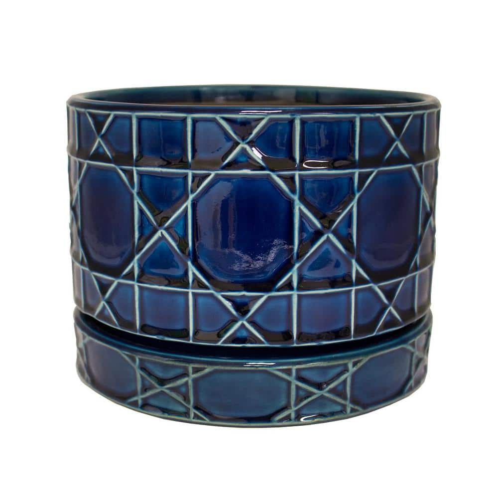 Trendspot 8.5 in. Dia Cobalt Blue Carlysle Ceramic Bowl Planter ECR10020S-080M