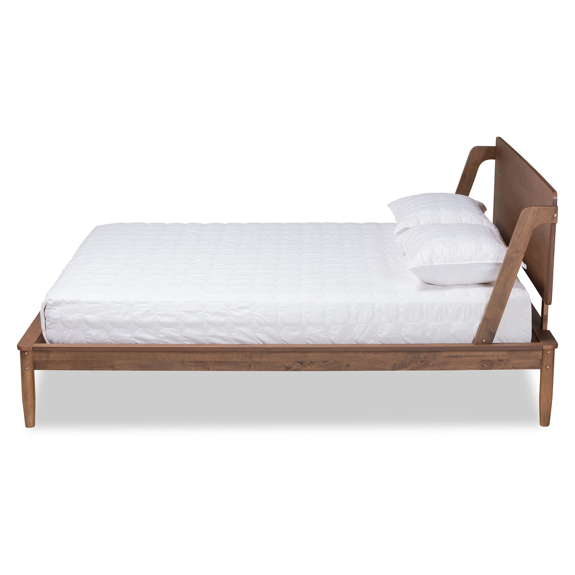 Baxton Studio Sadler Mid-Century Modern Ash Walnut Brown Finished Wood Full Size Platform Bed