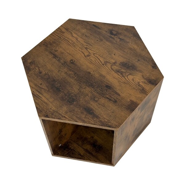 Hexagonal Coffee Table Side Table Nightstand Antique Wood