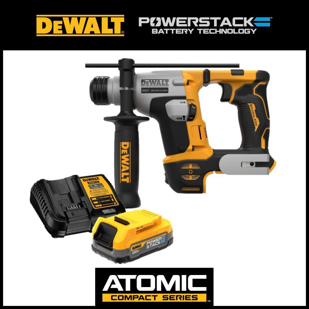 DW 20V MAX Cordless Ultra-Compact 58 in. Hammer Drill and 20V MAX POWERSTACK Compact Battery Starter Kit DCH172BWP034C