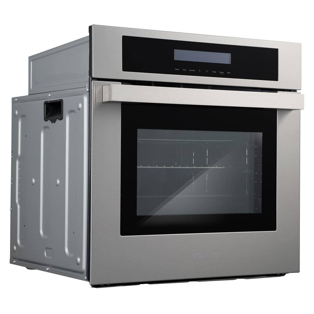 Cosmo 24 in. 2.5 cu. ft. Single Electric Wall Oven w8 Functions and True European Convection in Stainless Steel C106SIX-PT