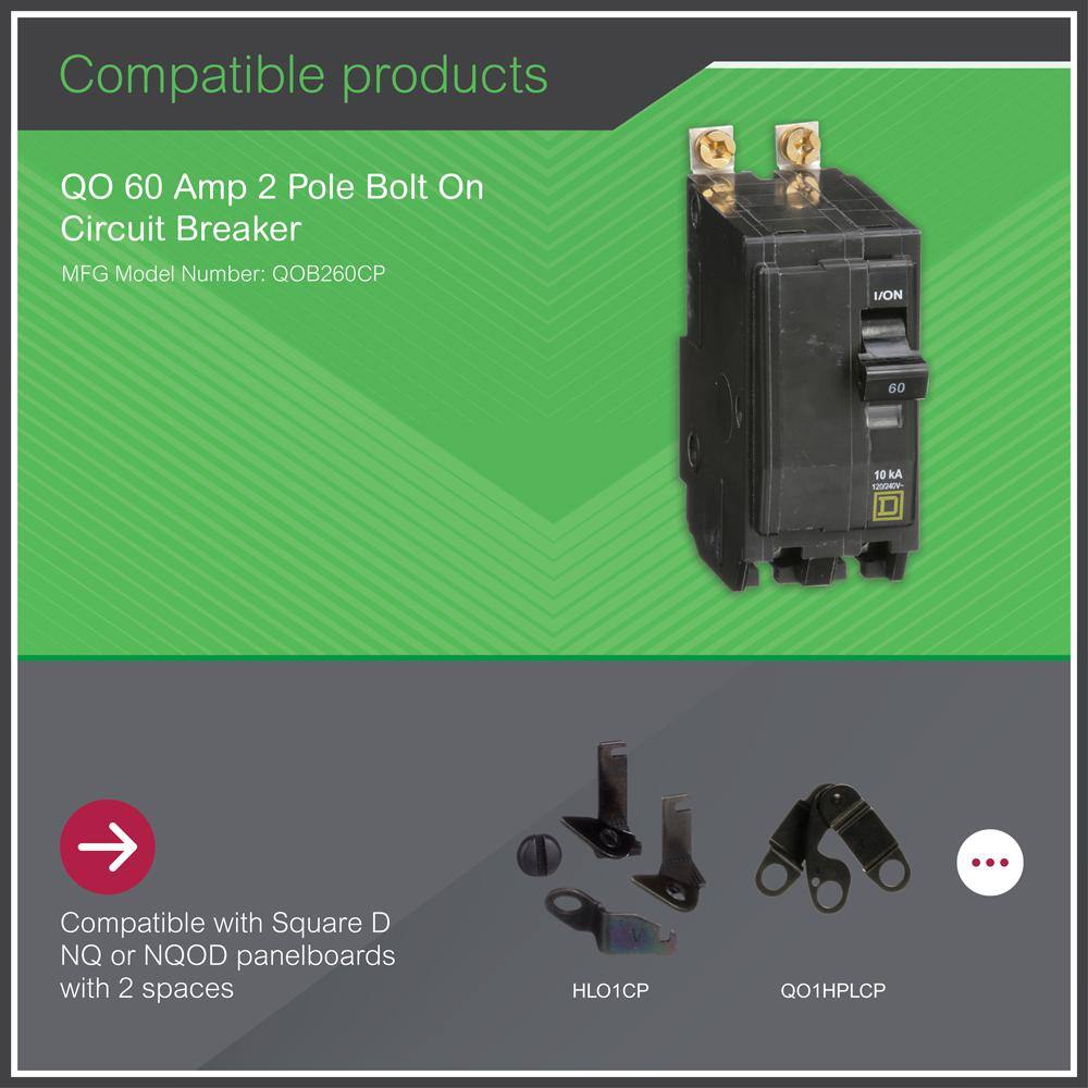 Square D QO 60 Amp 2-Pole Bolt-On Circuit Breaker QOB260CP