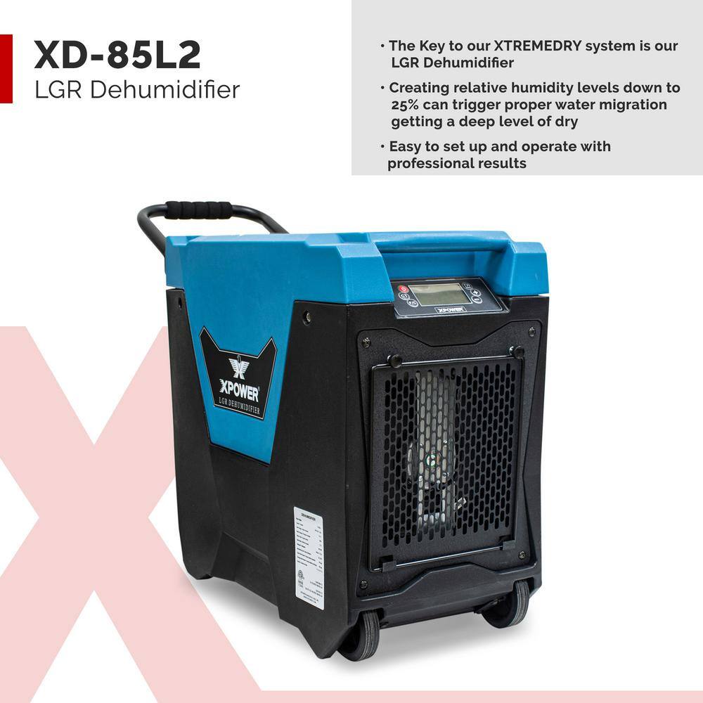 XPOWER 145-Pint LGR Dehumidifier with XTREMEDRY Mojave DIY Pro Drying Solution xdp1