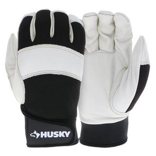 Husky Large Grain Cowhide Water Resistant Leather Performance Work Glove with Spandex Back HK86025-LCC6