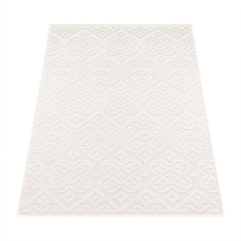 Stylish Outdoor Rug Marrakesh Diamond Pattern with High-Low Effect