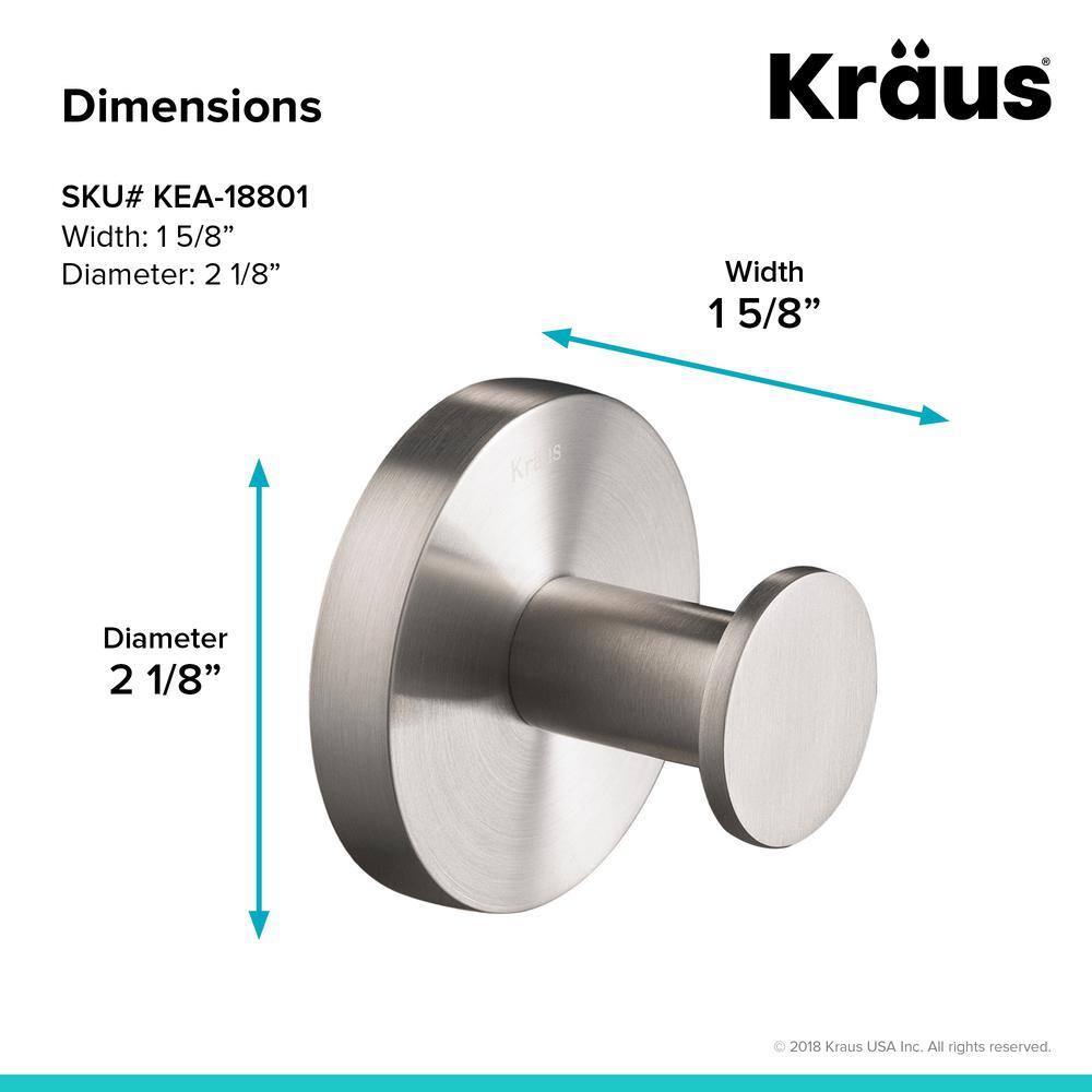 KRAUS Elie Bathroom Robe and Towel Hook in Brushed Nickel KEA-18801BN