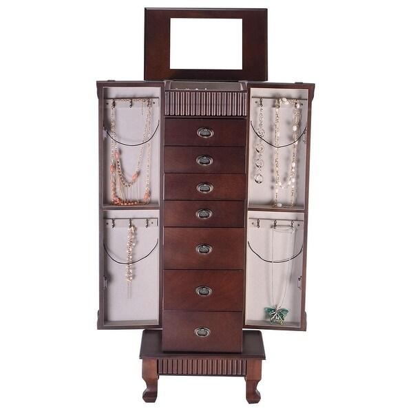 Classic 7-Drawer Jewelry Armoire Wood Storage Chest Cabinet - Pictured - - 30677605