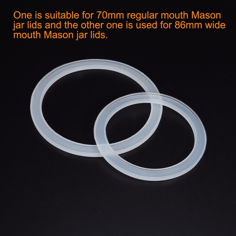 30Pcs 70mm Regular   86mm Wide Mouth Silicone Sealing Ring Set for Lid   Translucent